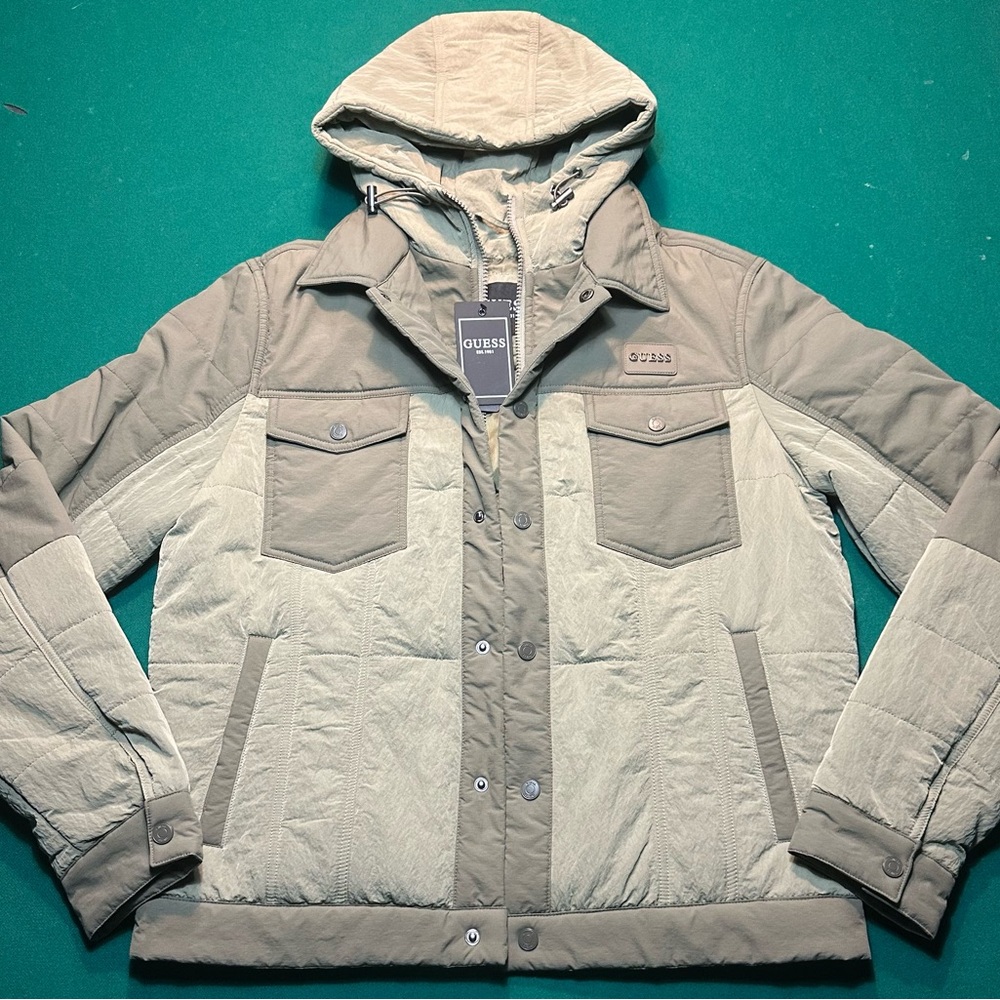GUESS Michele Padded Trucker Jacket Olive